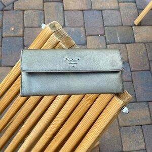 Rare Vintage Prada Wallet On Chain Leather Purse Cross Body Bag Card Purse E